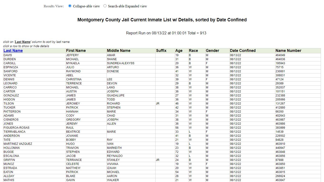 Montgomery County, Texas - Jail Roster